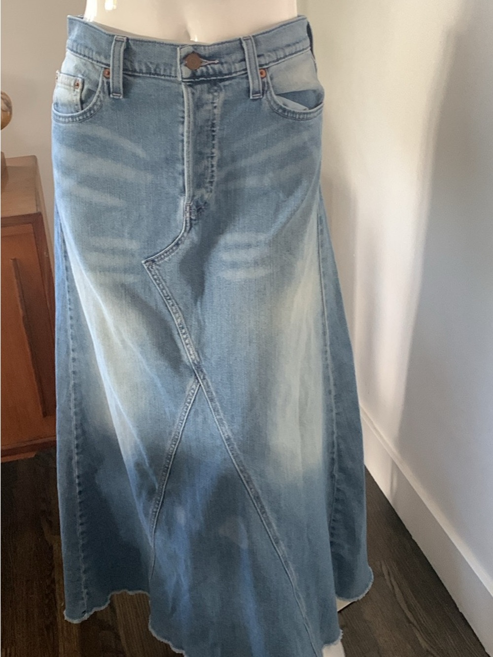 Levi's Light Blue Maxi Denim Skirt with Subtle Stitching